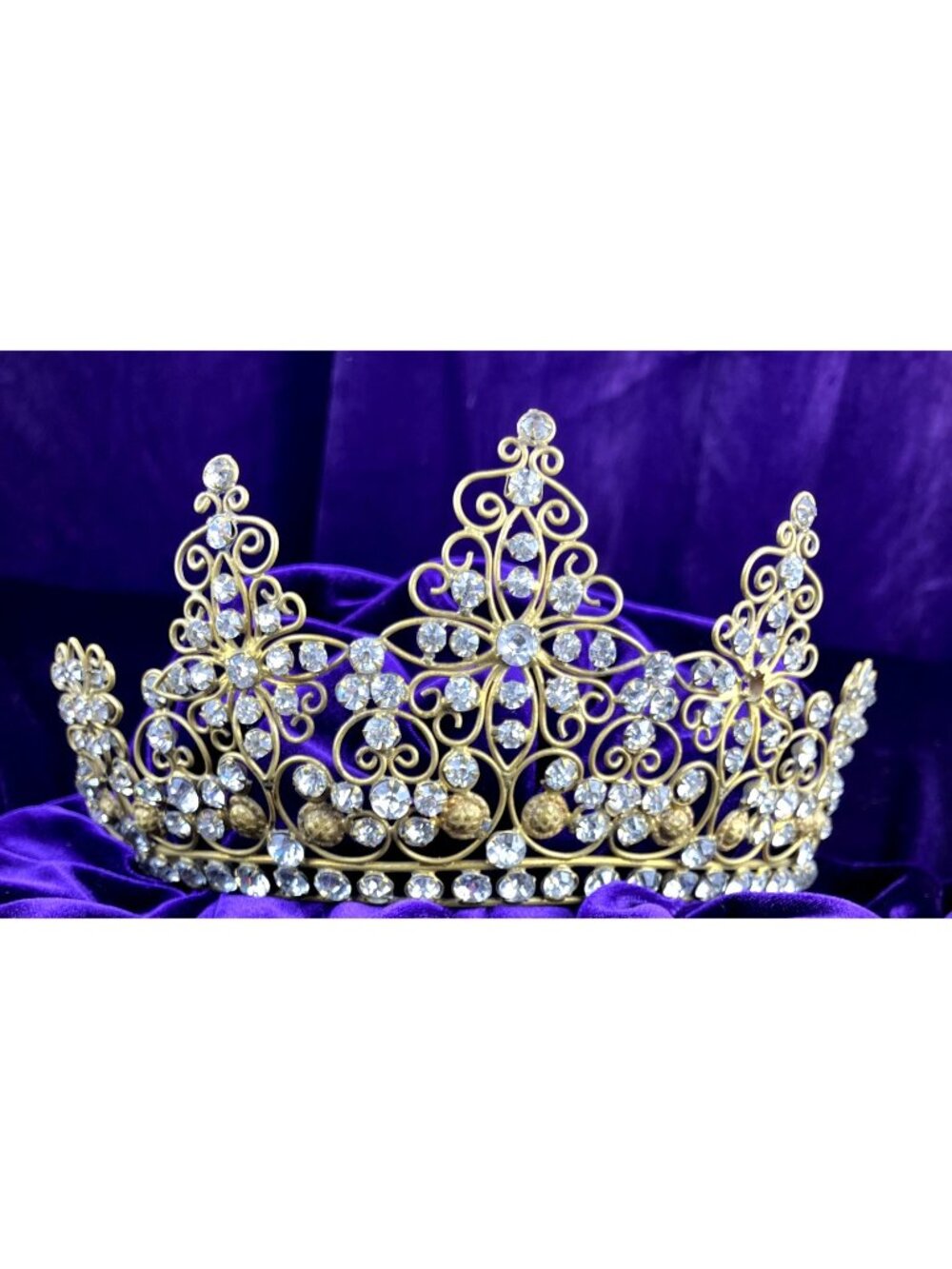 Antique Victorian Paste Stones Tiara Crown Floral Motif Edwardian
